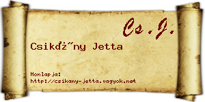 Csikány Jetta névjegykártya